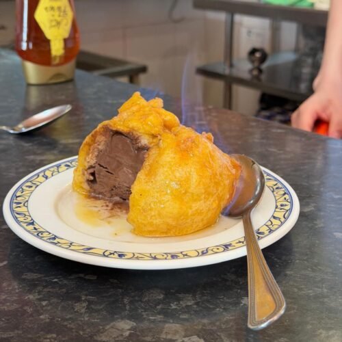 618.Helado frito flambeado