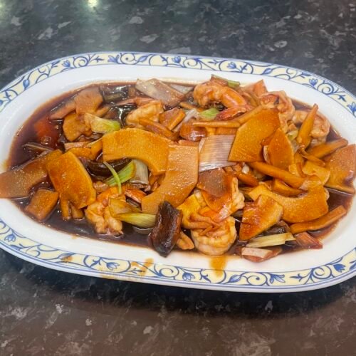 072.Gambas con bambú y setas chinas